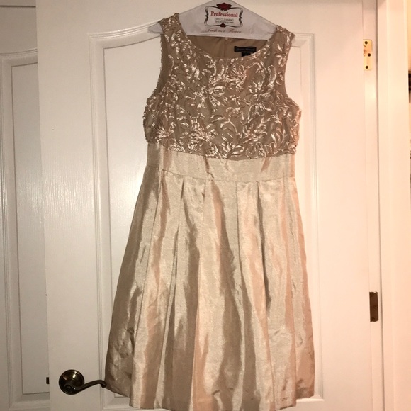 champagne fit and flare dress
